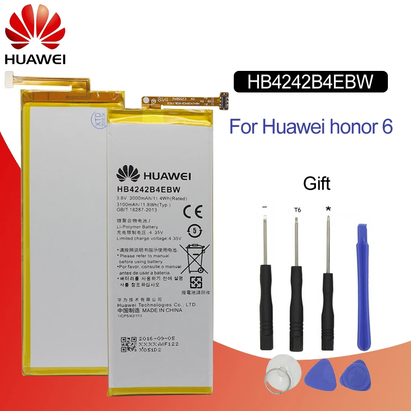 Оригинальный аккумулятор для HUAWEI HB4242B4EBW 3000 мАч Huawei Honor6 Honor4X H60 L01 L02 L04 L11 Сменный