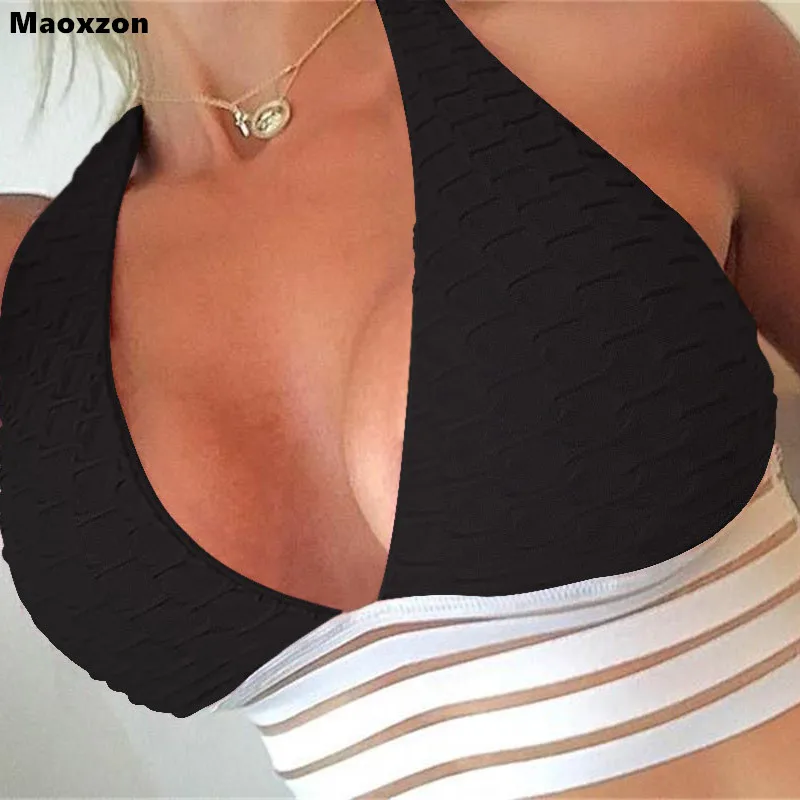 

Maoxzon Womens Jacquard Sexy Club Workout Fitness Slim Short Camis Vests Bras For Ladies Lace-up Backless Ioga Jogger Crop Tops