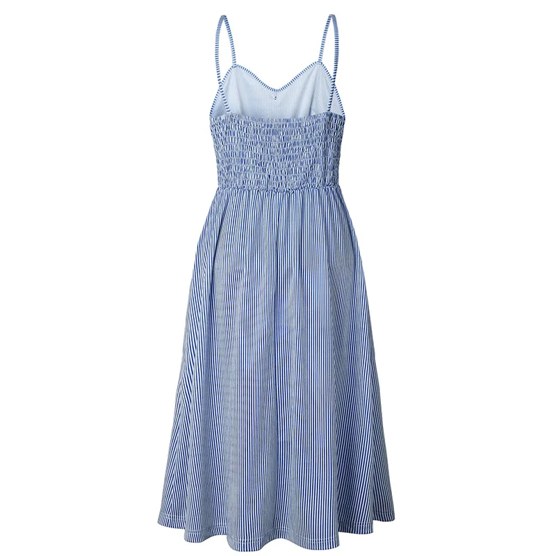 ShejoinSheenjoy Striped Button Women Summer Dress Spaghetti Strap Backless Sexy Midi Dress Women Pockets Boho Beach Sundress Q249-1 (6)
