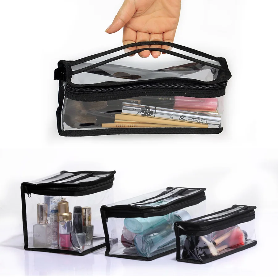 

Strong transparent PVC Toiletry Wash Storage Makeup Cosmetic travel PVC Pouch Bag with handle