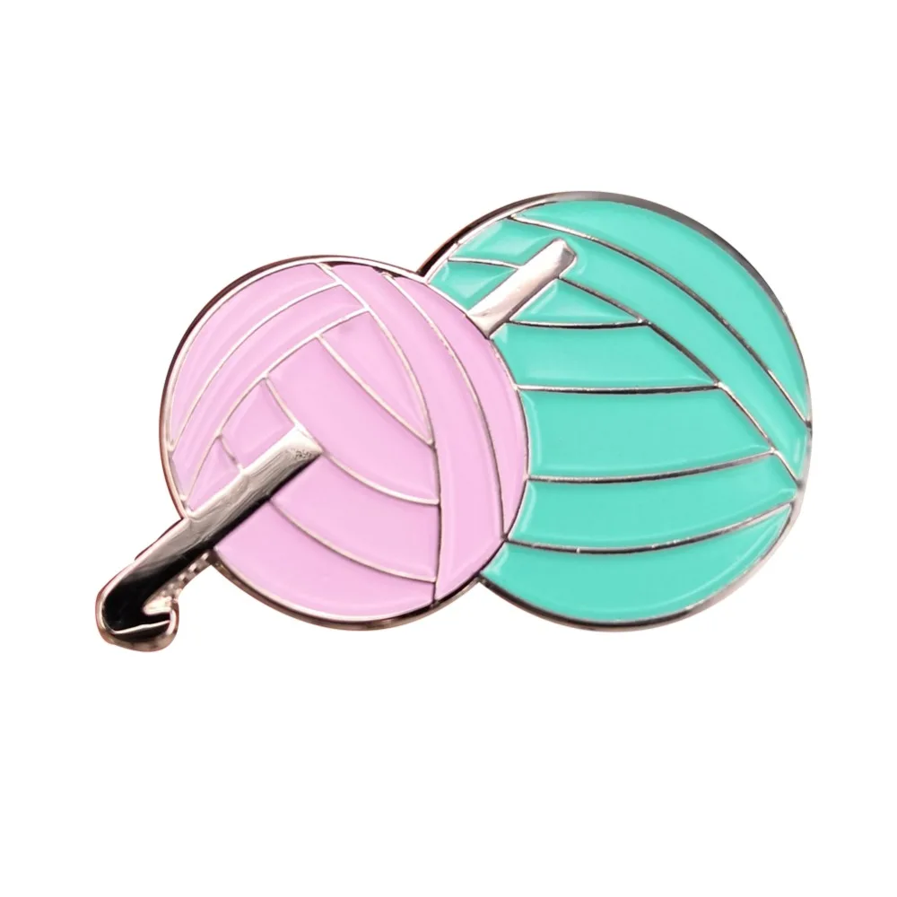 

Crochet Hook Yarn Pin Badge Metal Brooches for backpack jeans jacket gift