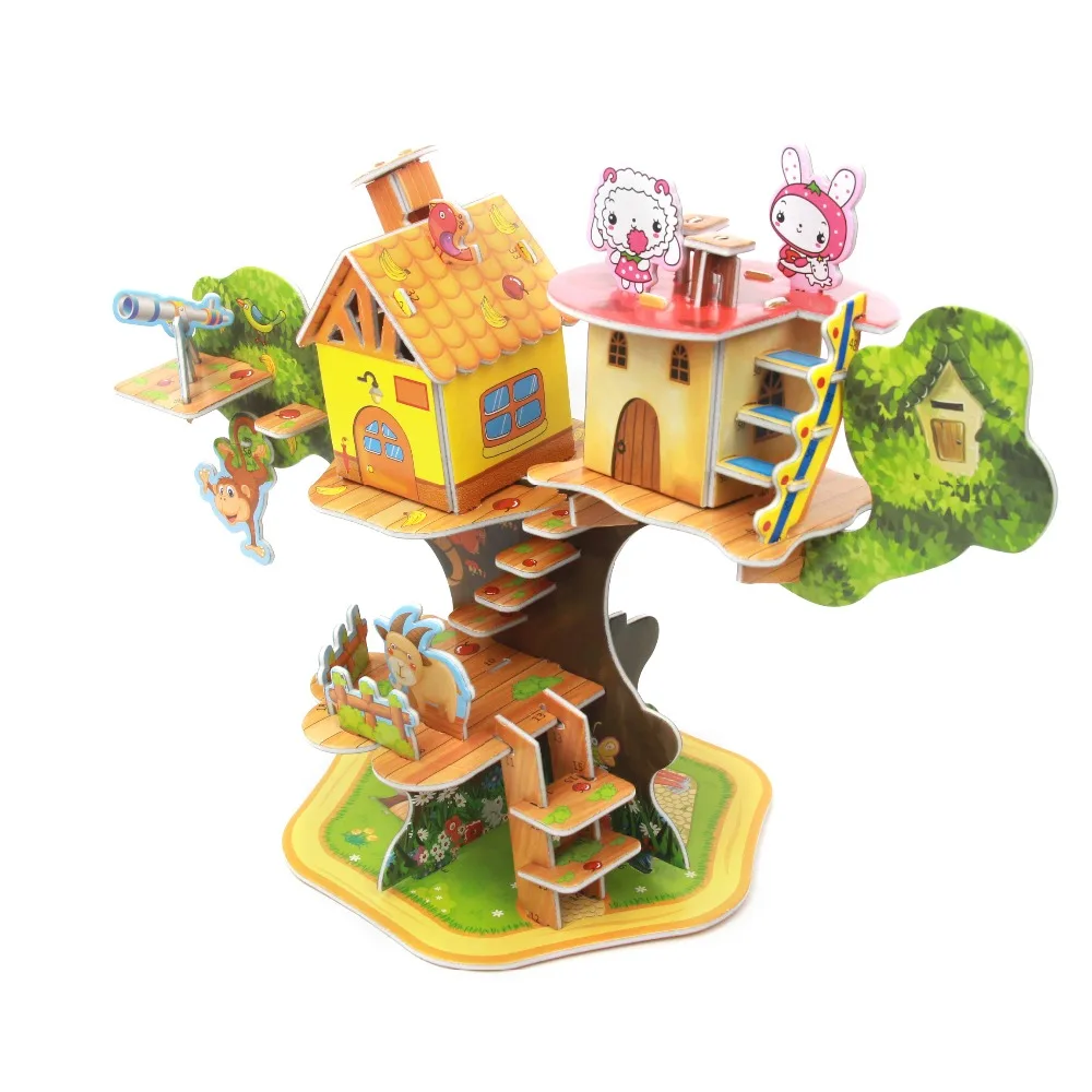 Terbaru DIY 3D Hewan Pohon Rumah Model Puzzle Mainan Anak Dewasa