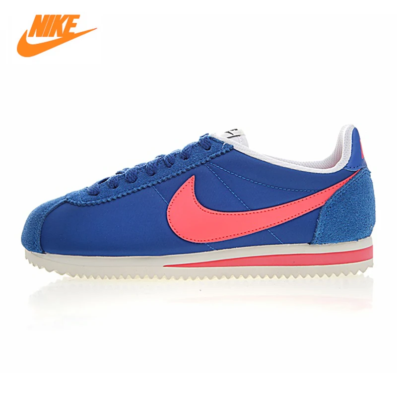 Nike CLASSIC CORTEZ NYLON Women's Running Shoes, Outdoor Sneakers Shoes,Blue & Powder, Wear-resistant  Lightweight 749864 402