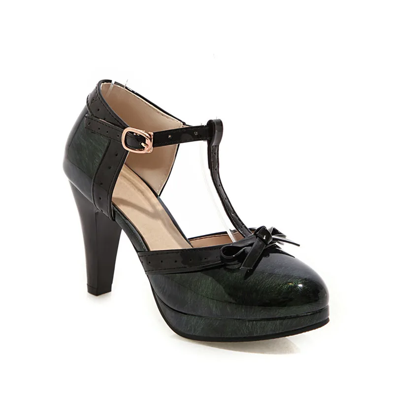 YMECHIC/; модные вечерние туфли на высоком каблуке-шпильке из лакированной кожи; Цвет черный, зеленый, красный; женские туфли в стиле Лолиты с бантом; летние туфли-лодочки размера плюс