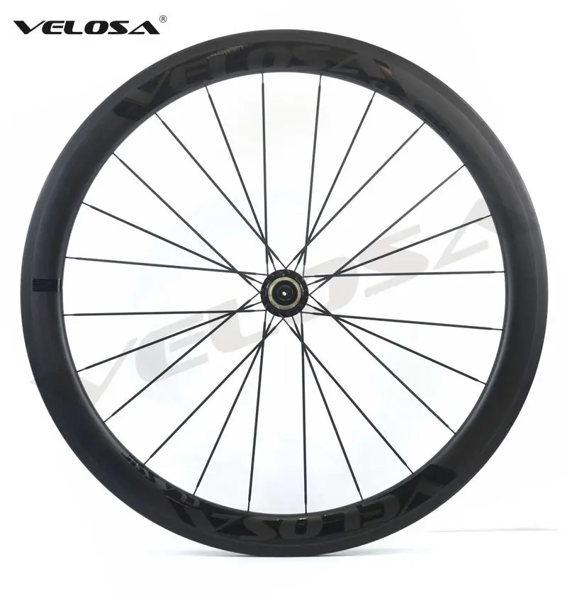 Flash Deal Velosa Race 50 black series road bike carbon wheelset,700C road bike wheel,50mm clincher/tubular,Ceramic bearings, super light 19
