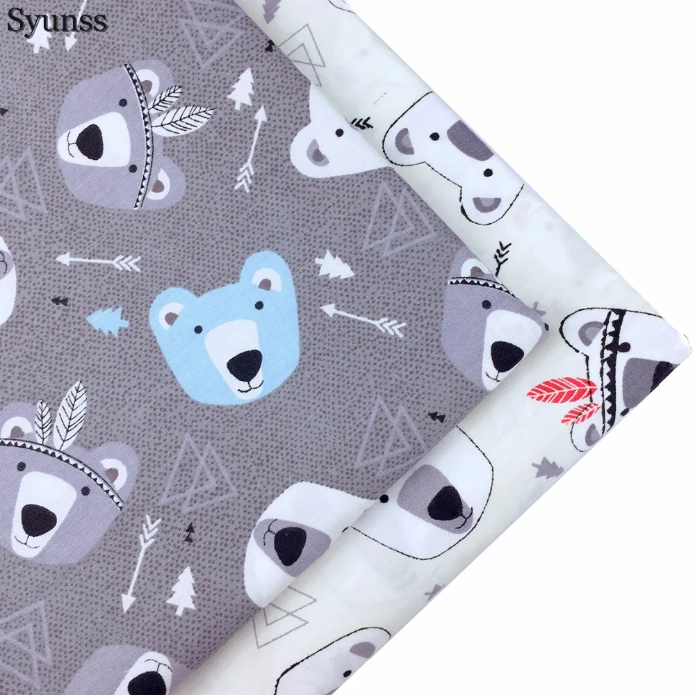 

Syunss Cotton Fabric Fat Quarte DIY Handmade Sewing Patchwork Meter Baby Cloth Bedding Textiles Quilt Tilda Tissus Grey Cartoon