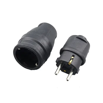 

5PCS EU Plug IP44 Waterproof Female Socket 16A Electrical Male Schuko Plug 250V AC Power Adapter Power Socket Industrial