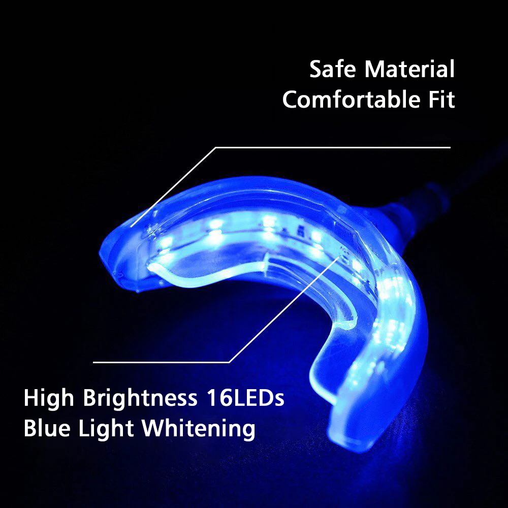  16 LEDs Cold Light Teeth Whitening Device Mouth Tray USB Dental Professional Tooth Whitener Bleachi