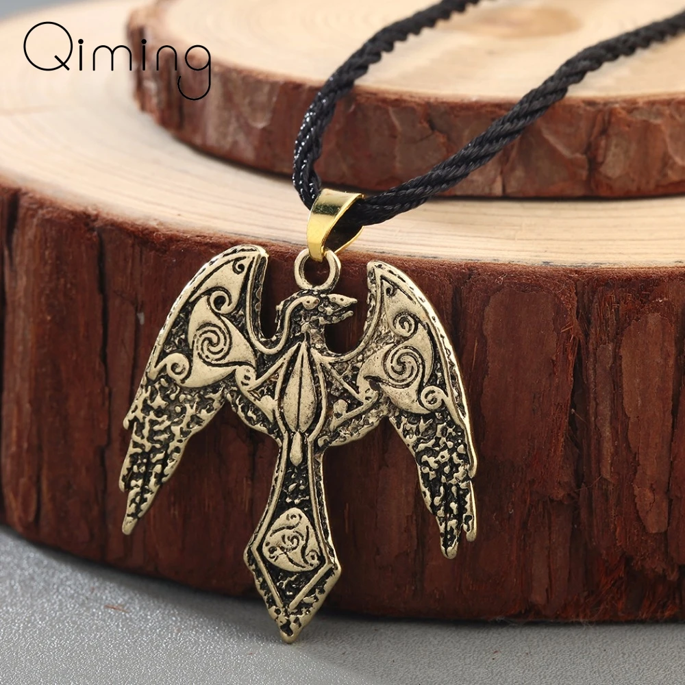

Nordic Totem Male Necklace Men Jewelry Eagle Falcon Raven Pendant Slavic Odin Viking Amulet Retro Women Necklace Gift