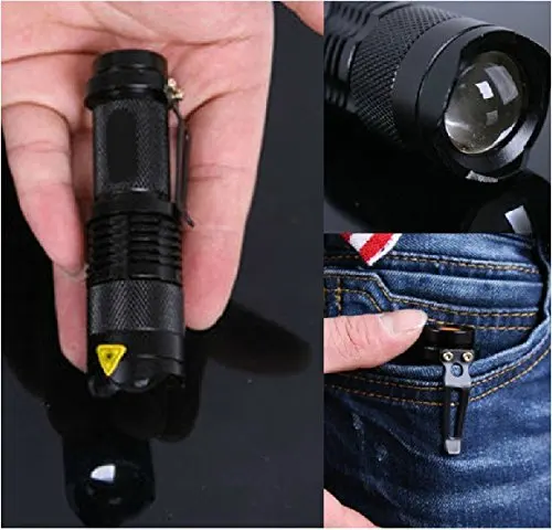 10 штук в упаковке, Pocketman мини SK68 3 режима Q5 светодиодный фонарик 7 Вт 2000lm регулируемый фокус масштабируемый света(черный