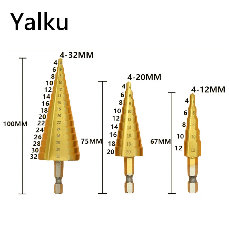 Yalku HSS набор сверл ступенчатые сверла набор инструментов для резки металла набор сверл для перфоратора Электроинструмент набор инструментов для деревообработки высокое качество