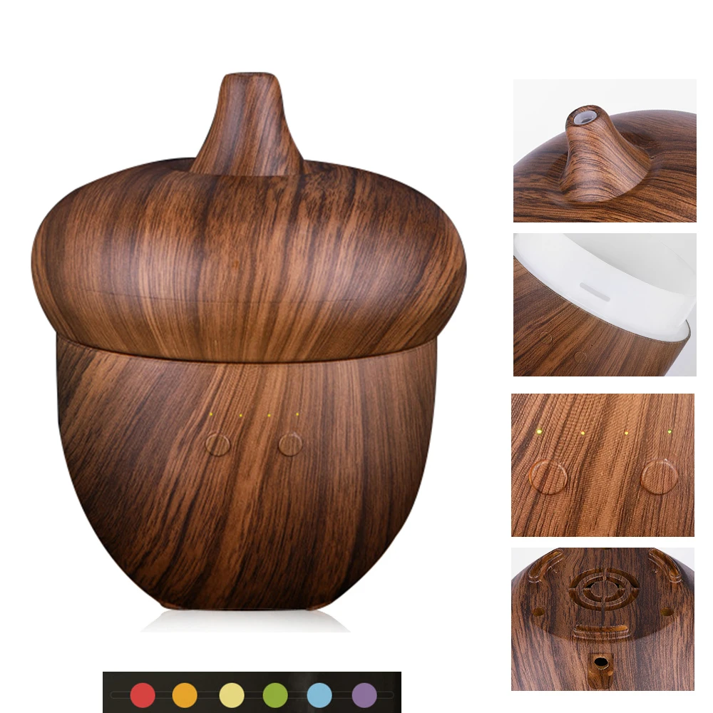 

2018 NEW STYLE 300ml Aroma Essential Oil Diffuser Wood Grain Ultrasonic Air Humidifier 6 Color Changing LED Lights