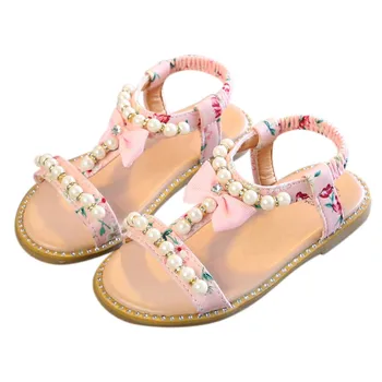 

New Summer Baby Girl Breathable Anti-Slip Pearl Bow Design Shoes Sandals Toddler Soft Soled Beach Shoes