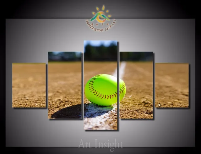 US $17 0 |Aliexpress com : Buy 5 Pieces/set Group Softball Wall Art for Living Room Home Decoration Modern Canvas Print Wall Painting Posters and