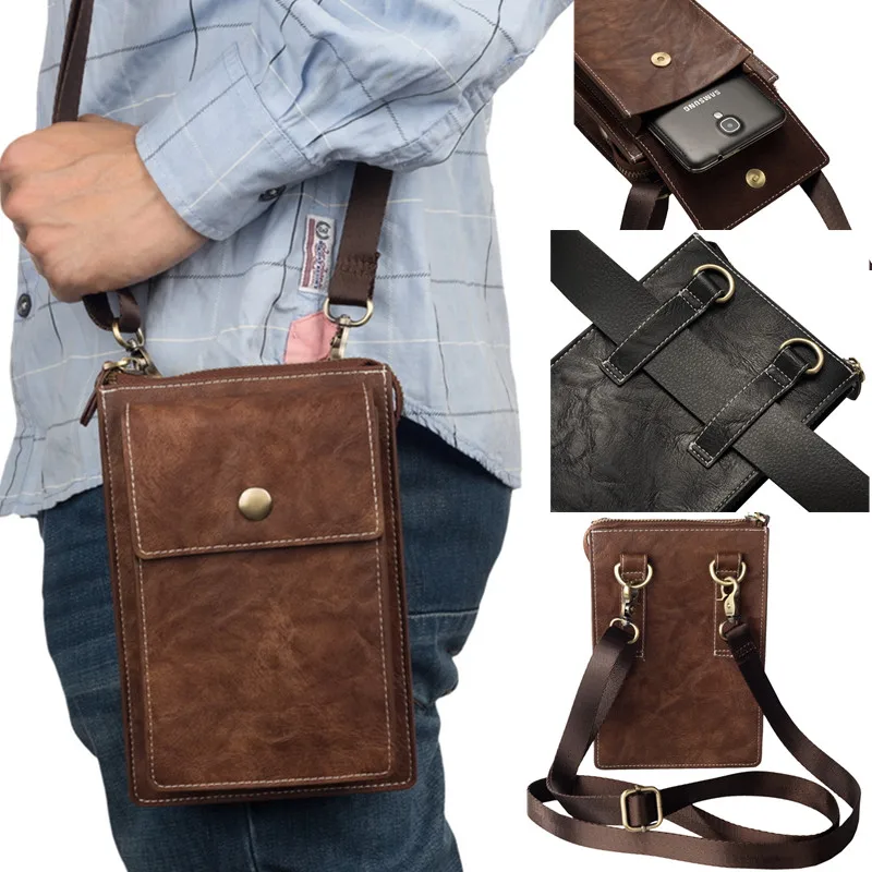 

YISHANGOU Retro Zipper Shoulder Holster Phone Pouch For iPhone X 10 8 6 6S 7 Plus Sports Climbing Portable Waist Bag Pocket Case