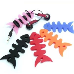 5 шт горячий пластиковый наушник, устройство для сматывания кабеля, наушники, гарнитура, органайзер для кабеля данных в форме рыбьей кости, зажим для кабеля из мягкого пластика - изображение