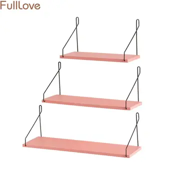 

Nordic Pink Storage Holders & Racks Wall Shelf Wooden Iron Bookshelf Sundries Hanging Organizer 2018 Storage Racks for Home