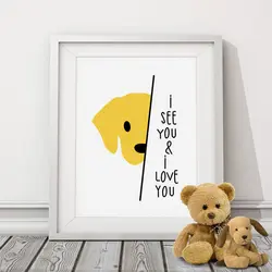 Собака Щенок холст картины с художественной печатью I Love You Цитировать постеры с масляной живописью и Картины подарок для детей украшения