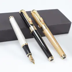 Jinhao1200 роскошный золотой клипса с драконом авторучка M Nib 0,7 мм Металлические чернильные ручки для письма бизнес подарок офисные ручки