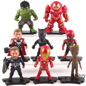

Marvel Action Figure Captian America Thor superhero Iron Man Spiderman Thanos Panther Tree Doctor Strange 6-8pcs/set 8-10cm