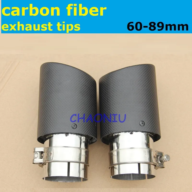 

50 pair 60MM inlet 89MM outlet car accessories carbon Exhaust Tip Muffler pipe For Car