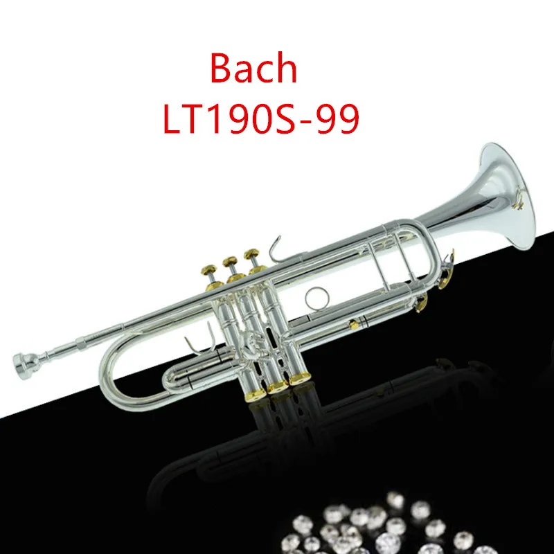 

Taiwan Bach LT190S-99 Trumpet Drop B Trompete Silver Plated Musical Instrument Professional Trompeta Gold Plated Bocal Trompet