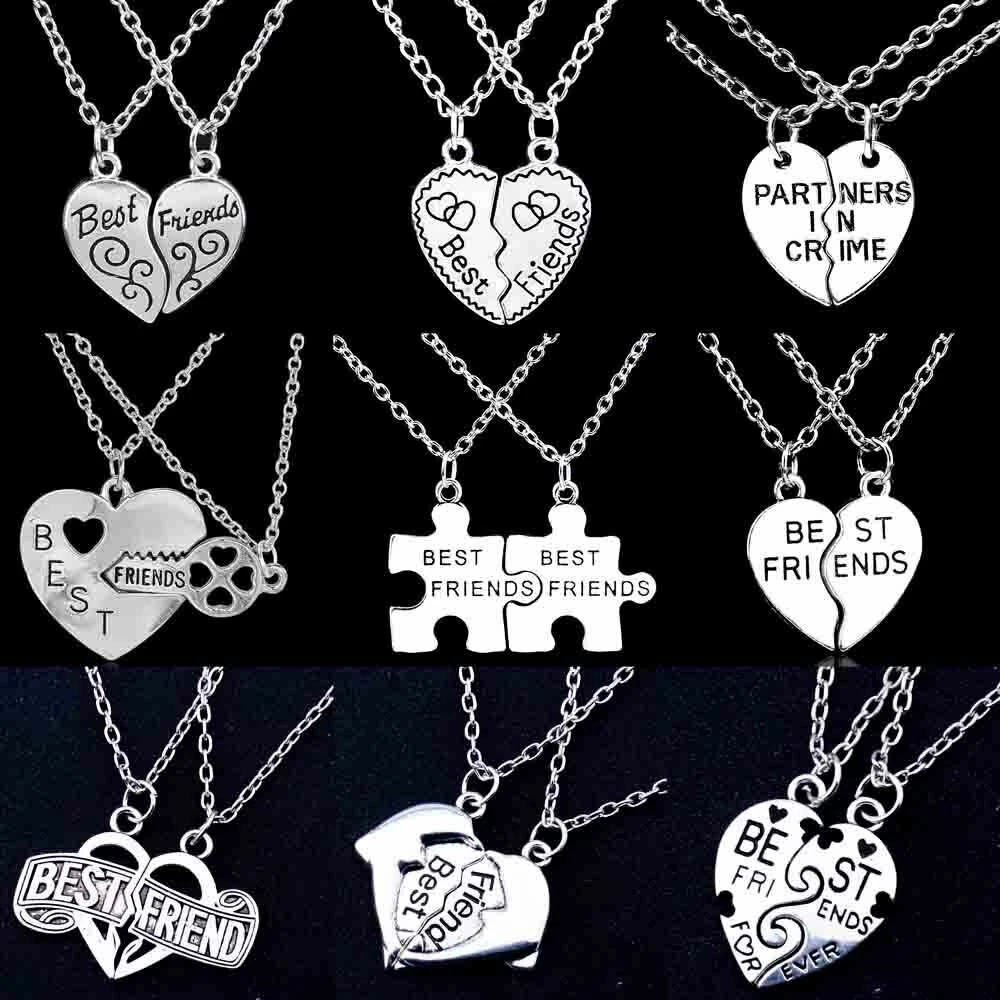 Heart Pendant Best Friend Necklace Friendship Bracelet Gifts Women Men Jewelry 