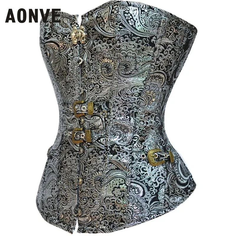 

AONVE Steampunk Corset Sexy Gothic Clothing Vintage Waist Trainer Modeling Strap Lace up Bustiers Retro Button Korselet