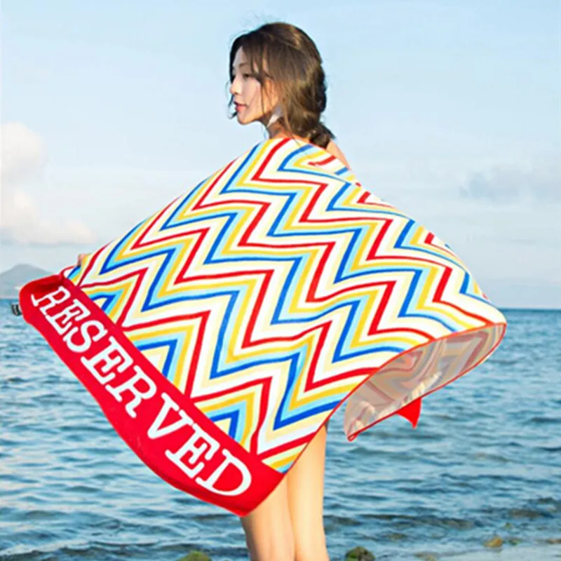 

Microfiber Beach Towel Women Swimming Serviette De Plage Toalla Playa Letters Printed Bath Towels Home Textile 70*145cm