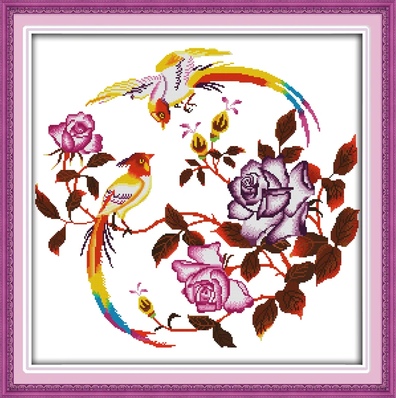 

Joy sunday animal style The wreath bird printed cross stitch kits crafts patterns for home decoration