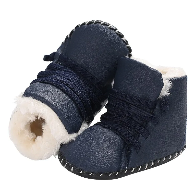Теплые сапоги Дети новорожденного малыша зимние из искусственной кожи для мальчиков и девочек детская кроватка Bebe снежное мягкие на резиновой подошве обувь детская загрузки Y123