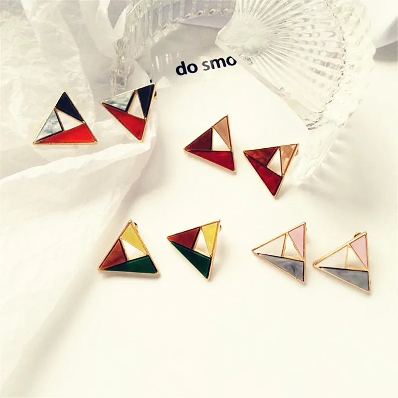 

Unique triangular geometry earrings fashion geometric shape earrings beautiful and colorful color matching earrings personality