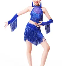 С пайетками с кисточками, для латинских танцев, платье для девочек, для выступлений на сцене/Одежда для соревнований для взрослых Нижнее белье для самбы/костюмы для сальсы