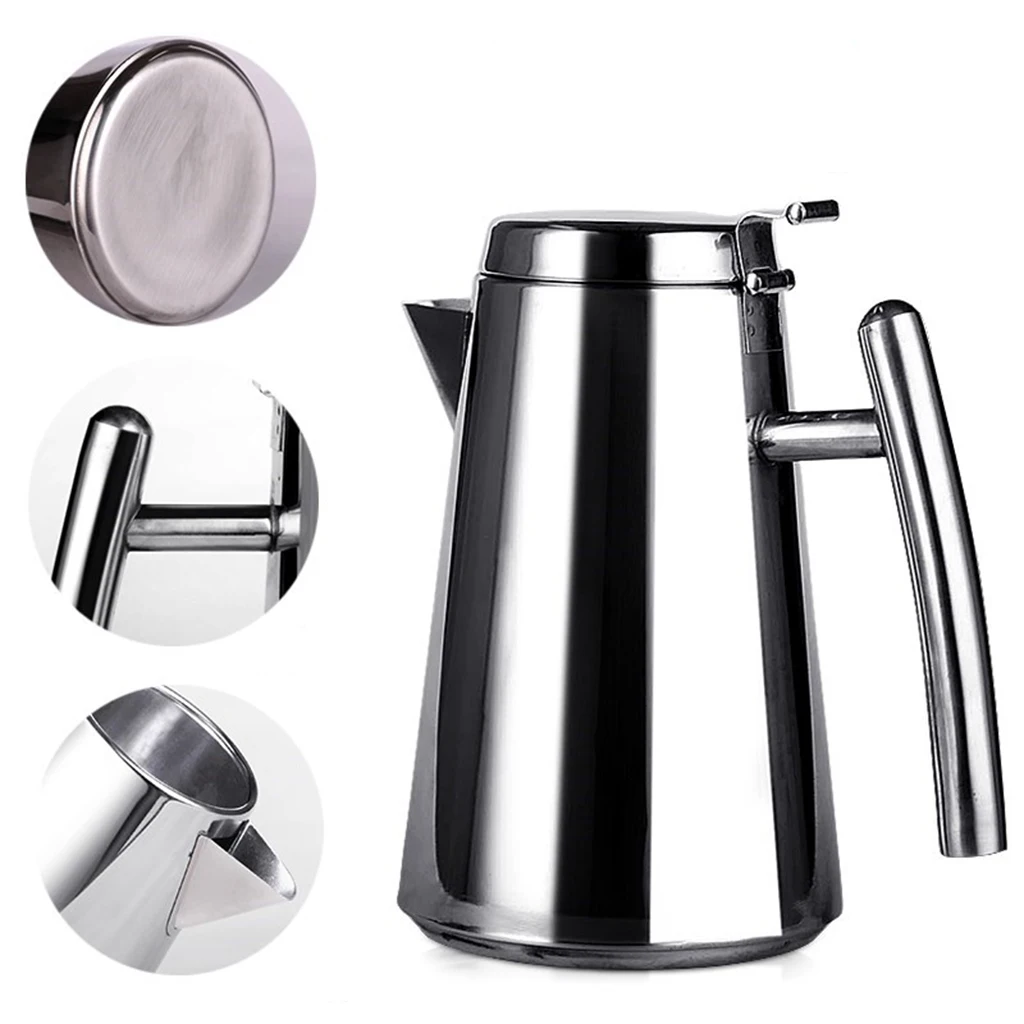 Stainless Steel Cold Water Juice Coffee Pot Teapot Jug for Kitchen Dining Teapots Water Kettle 1.2L 1.7L Silver 