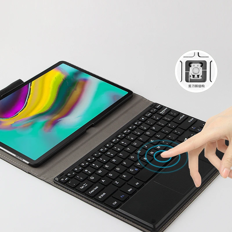 Беспроводная Bluetooth клавиатура чехол для Samsung Galaxy Tab S5E чехол 10," T720 T725 чехол для планшета кожаный Стенд чехол