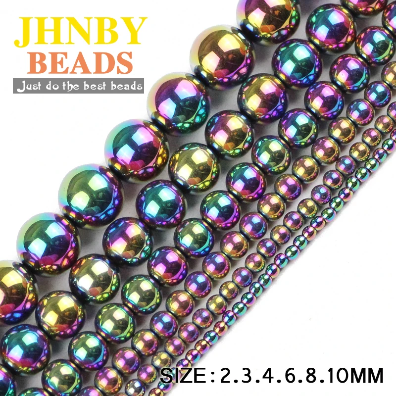 

JHNBY Round Hematite beads 2/3/4/6/8/10mm Natural Stone Plating color Loose beads ball Jewelry bracelets Making DIY Accessories