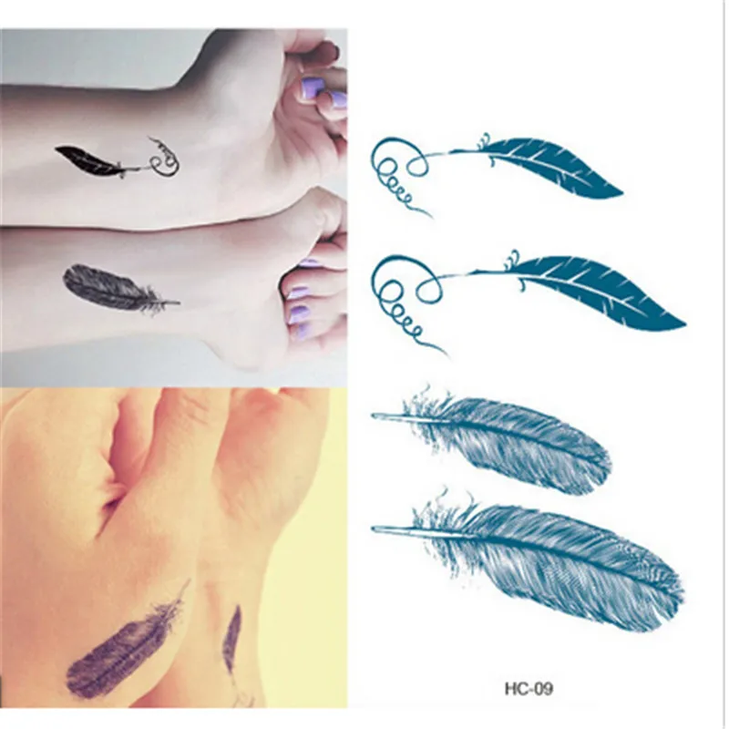 1pc Feather Sex Products Fashion Temporary Tattoo Adhesive Stickers Body Art Waterproof Tatoo 