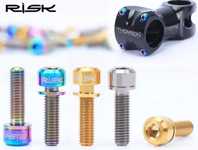 M5*18mm Ti Screws with Spacer Mountain Road Bike Stem Riser Titanium