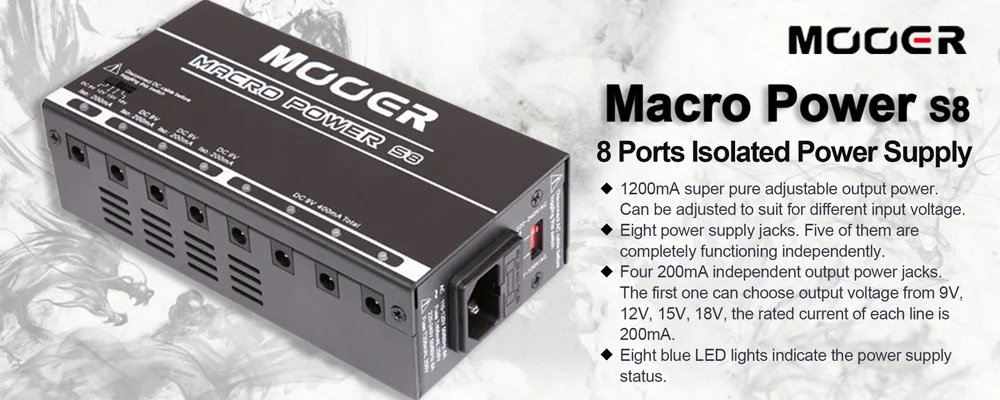 Mooer Macro power MPS8 источник питания S-8 портов изолированный гитарный эффект педаль питания для гитары педаль эффектов аксессуары для гитары