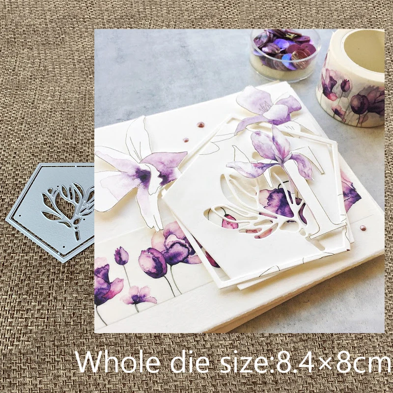 

New Design Craft Metal Cutting Die cut die 2pcs flower Pentagonal frame scrapbooking Album Paper Card Craft Embossing Die Cuts