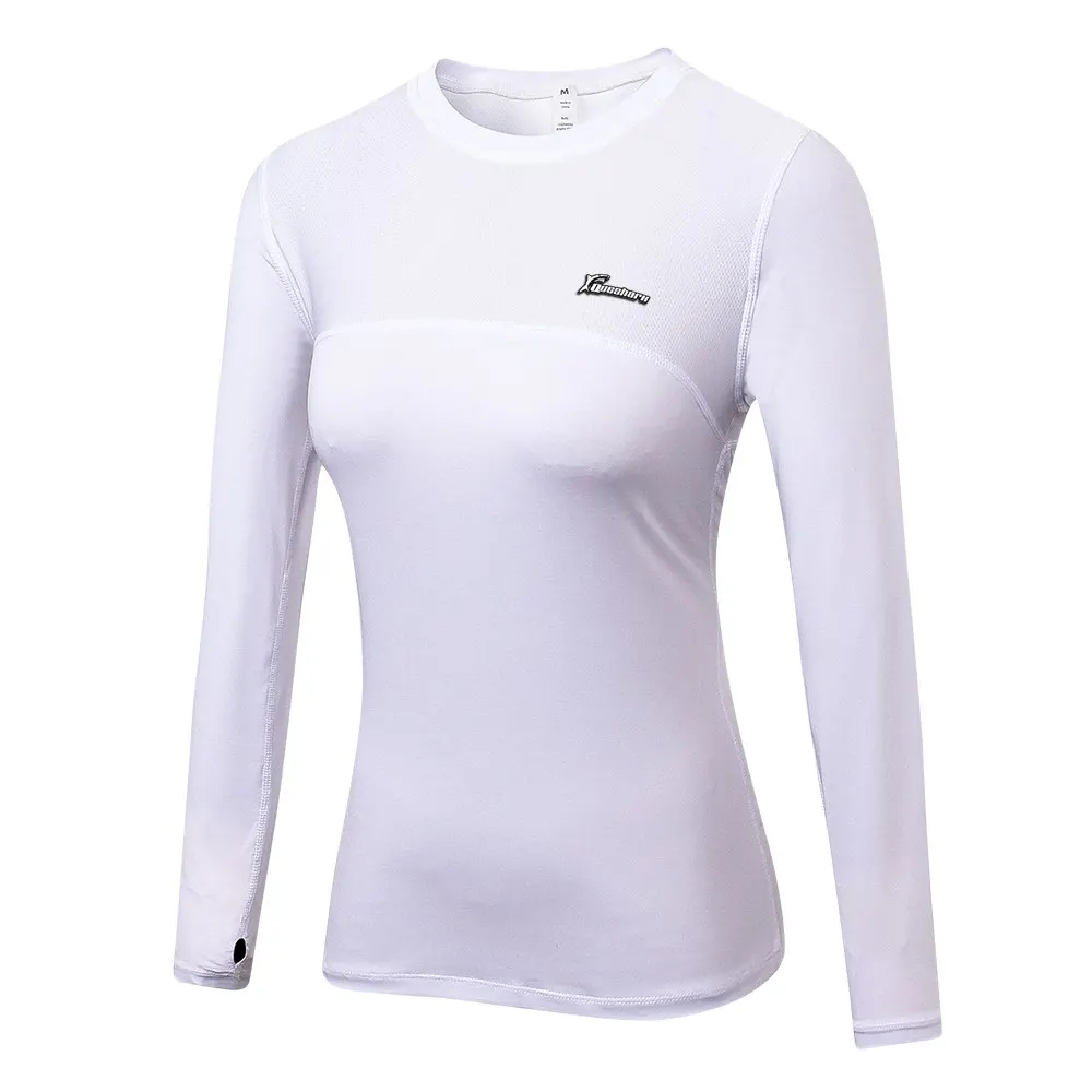 Queshark эластичные рубашки для йоги с длинным рукавом для женщин тонкая сетчатая спортивная куртка для бега быстросохнущая черная толстовки для фитнеса спортивная одежда - Цвет: W