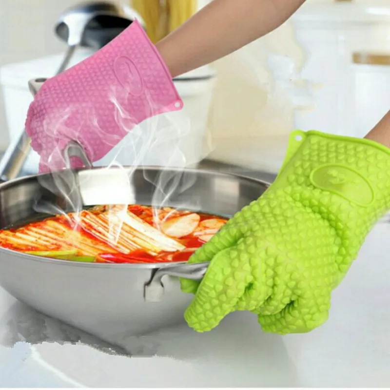 Silicone Heat Resistant Oven Glove Oven Mitts Baking Glove Thick ...