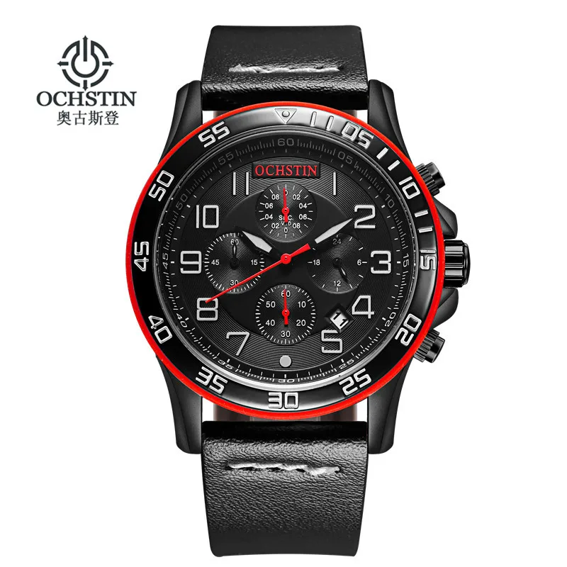 OCHSTIN 2017 New Luxury Brand Men Fashion Sports Watches Men s Quartz Chronograp Clock Man Leather