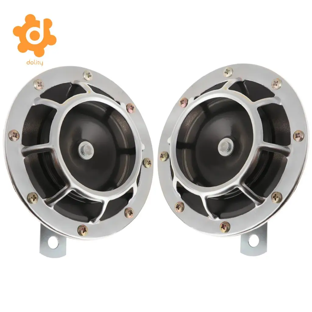 dolity 2 Pieces 12V Auto High Bass Basin Type Loudspeaker Signal Alarm  silver