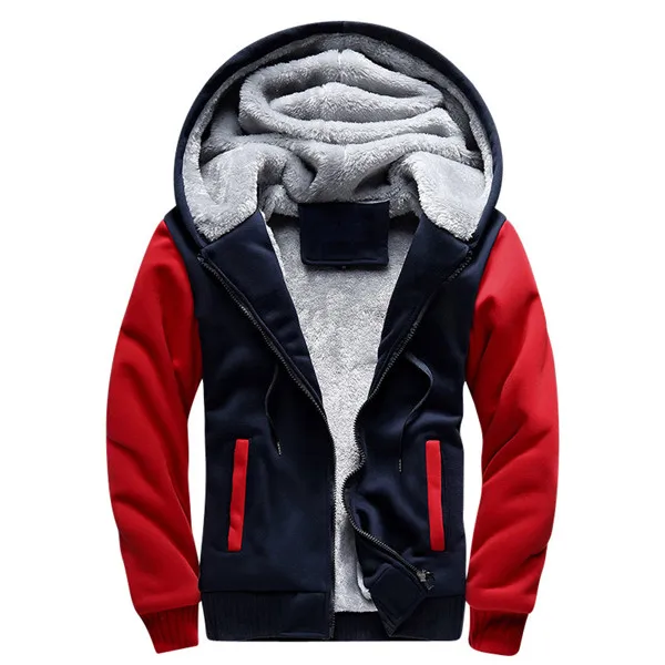 Зимняя Толстая куртка-бомбер, мужская куртка с капюшоном, jaqueta masculina, спортивная одежда для мужчин, мужская теплая флисовая куртка с капюшоном,, размер США 4XL - Цвет: W02 red