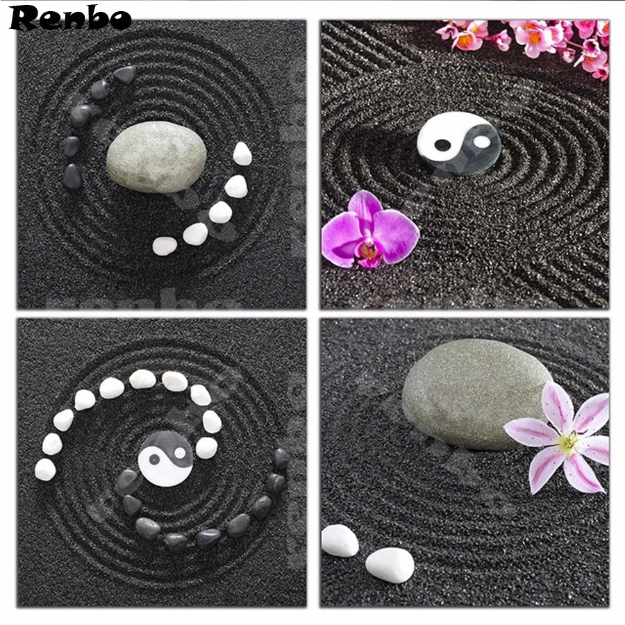 

Full Square Diy 5d Diamond painting Tai Chi Yin Yang Gossip Diamond mosaic 4pcs/set Diamond embroidery rhinestone painting A129