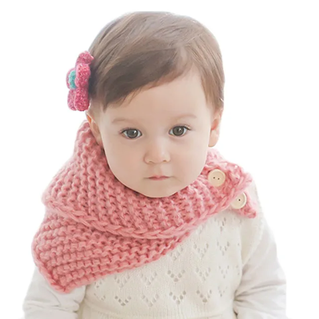 Autumn Winter Baby Kids Scarf Children Knitted Button Scarves Boys
