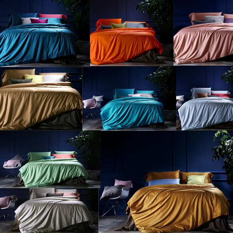 100Egypt Cotton Satin 4Pcs Twin/Full/Queen/King Size Bed Quilt/Duvet