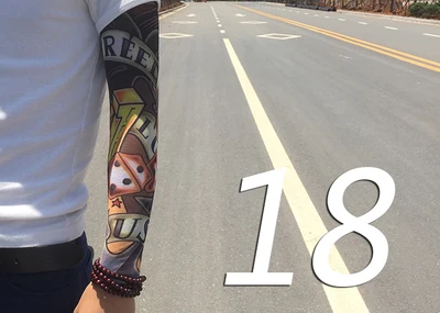 2 шт крутая имитация татуировки рукав рука солнцезащитный крем рука теплая длинная манжета рука рукав armguard езда татуировки стикер - Цвет: 18