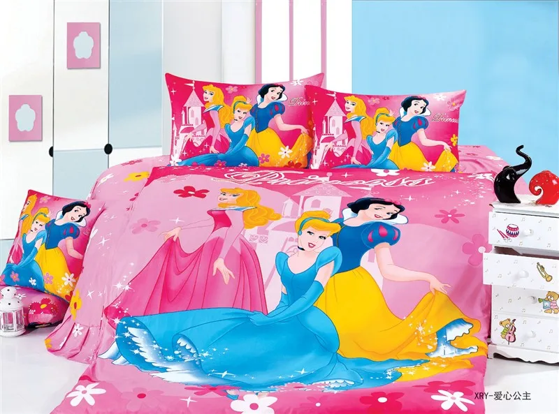 

pink princess comforter bedding set single twin size bedclothes duvet covers sheets cotton 400TC Children's girl's bedroom decor
